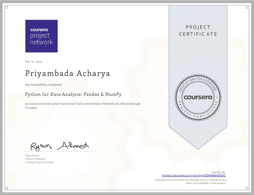 Python for Data Analysis : Pandas & Numpy